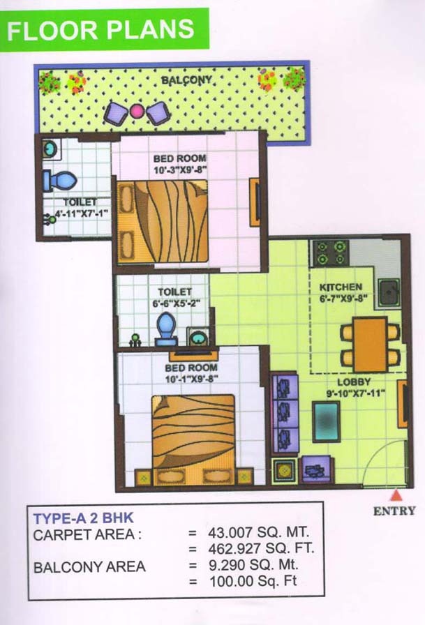 2bhk 462.927 sq.ft