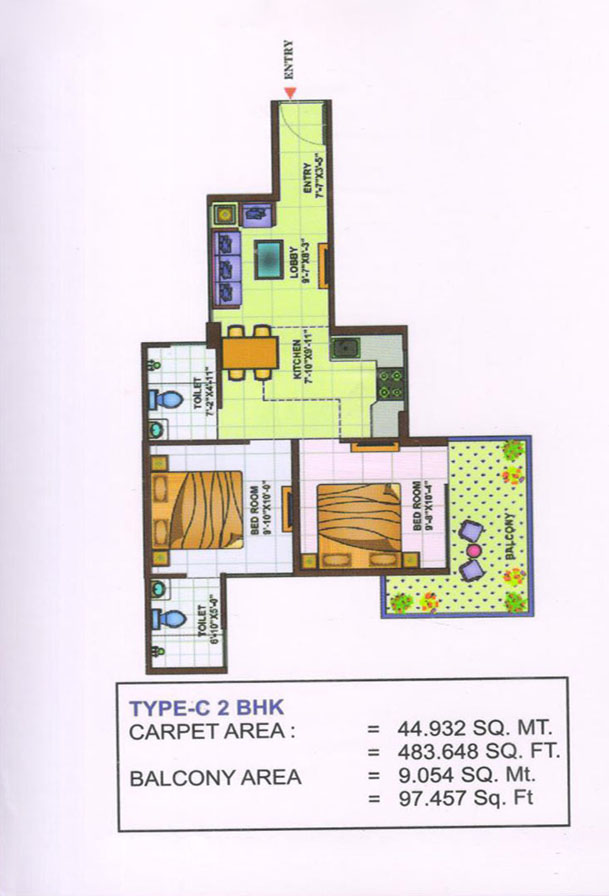 2bhk 483.648sq.ft