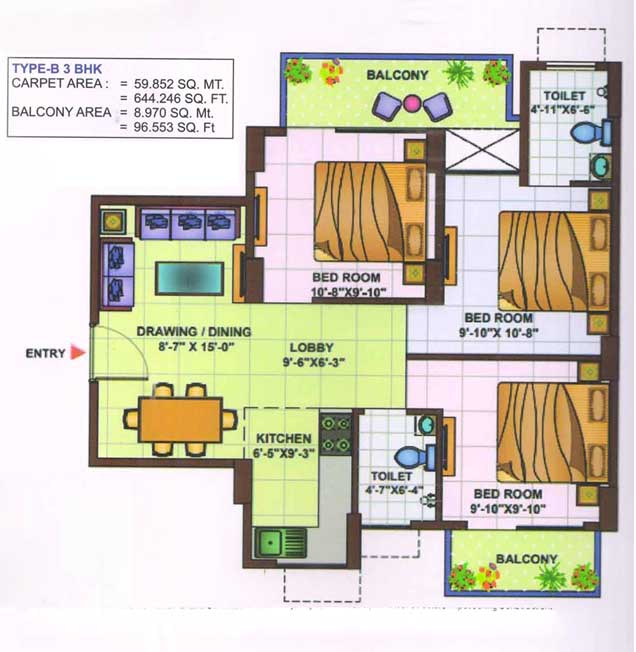 3bhk 644.246sq.ft